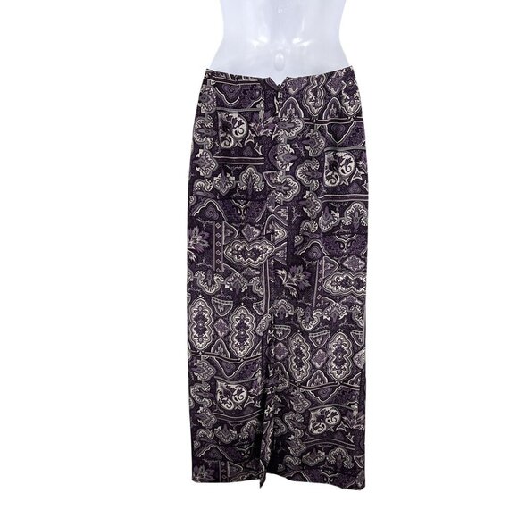 Talbots Womens 4 Purple Geometric Print A-Line Midi High Waist Skirt Silk Boho - Picture 15 of 16